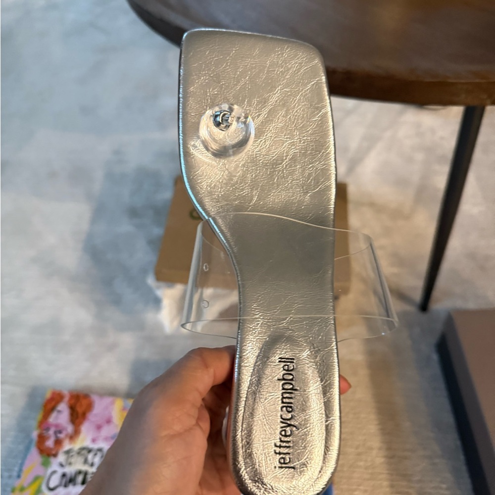 Jeffrey Campbell Silver Heels with Clear Strap
